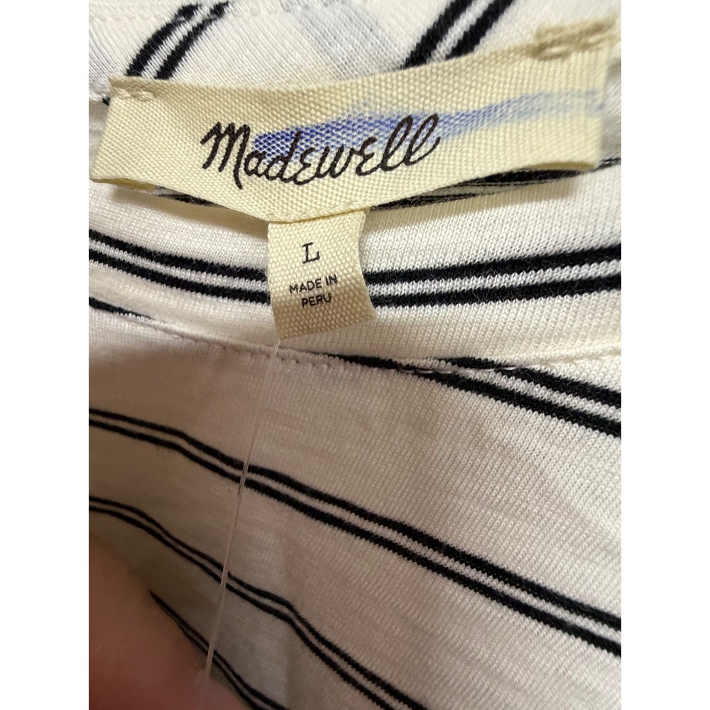 Madewell Whisper Cotton Crewneck Tee Large Ivory Black Stripe NS579 Pima Cotton - Picture 6 of 7